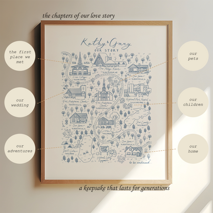 Print + Digital Custom Love Story Map